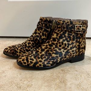 JJill leopard print bootie with calf hair texture